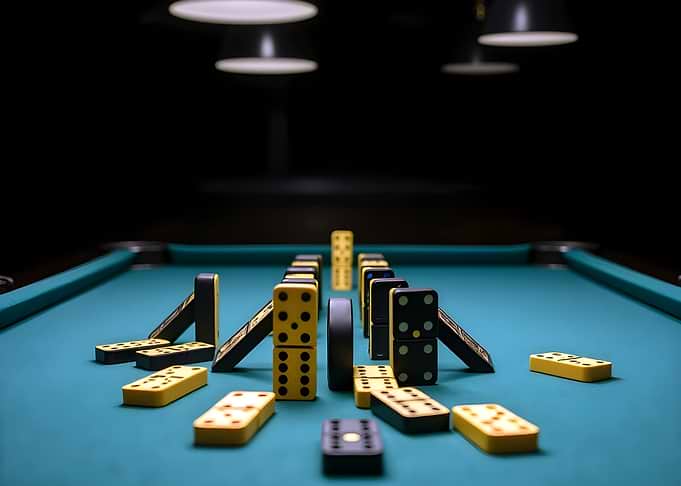 Dominoes on a Pool Table