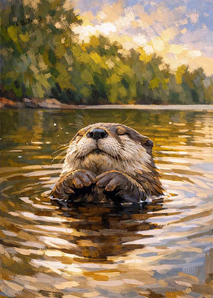 Otter floating in water