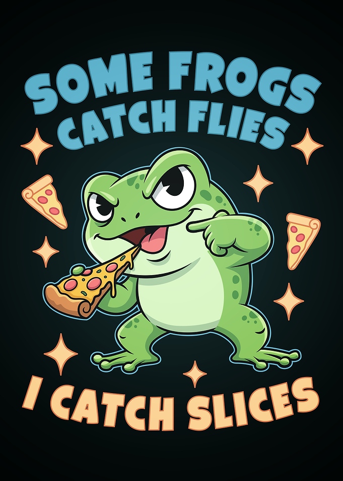 Funny Frog Eating Pizza - Pizza Lover