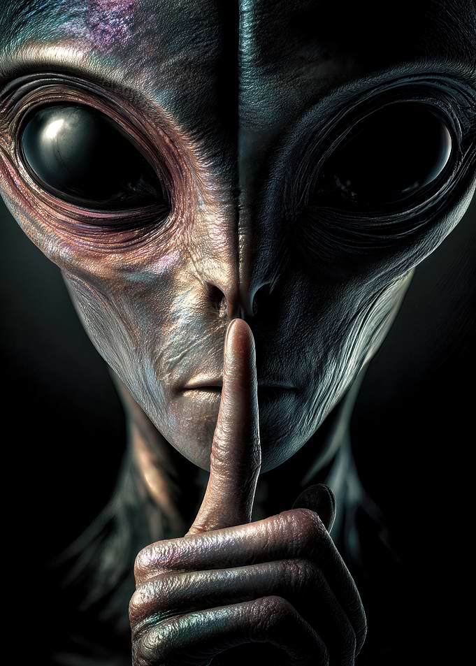 Alien with Finger to Lips to be Quiet