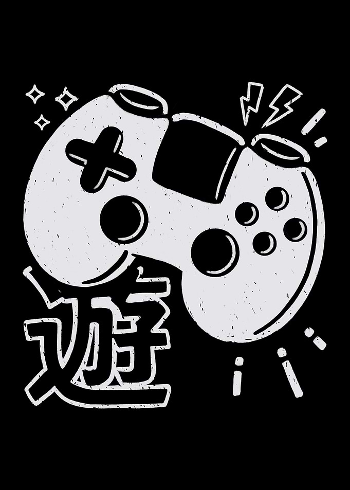 90s Gaming Controller Monochrome