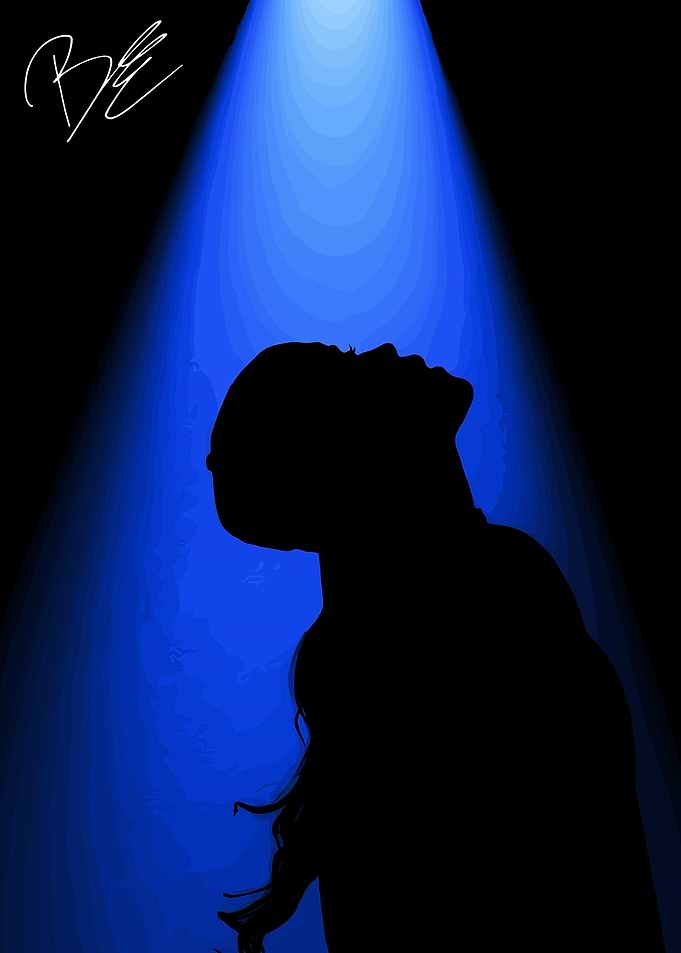 BIllie Eilish Silhouette of a person in a spotlight