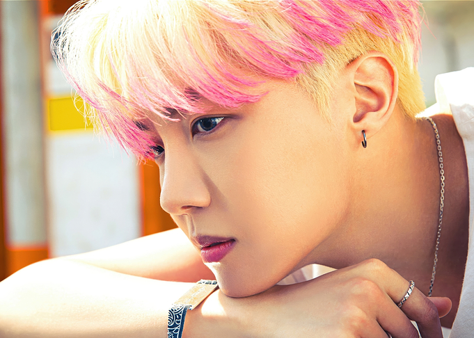 J hope K-Pop Idol with Pink and Blonde Hair