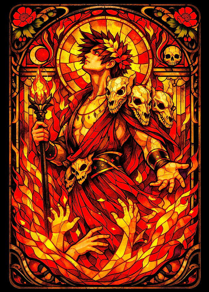 Hades with Cerberus and Flames