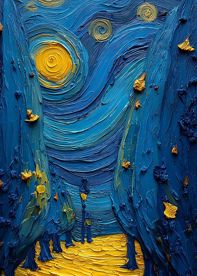Starry Night Impasto Painting