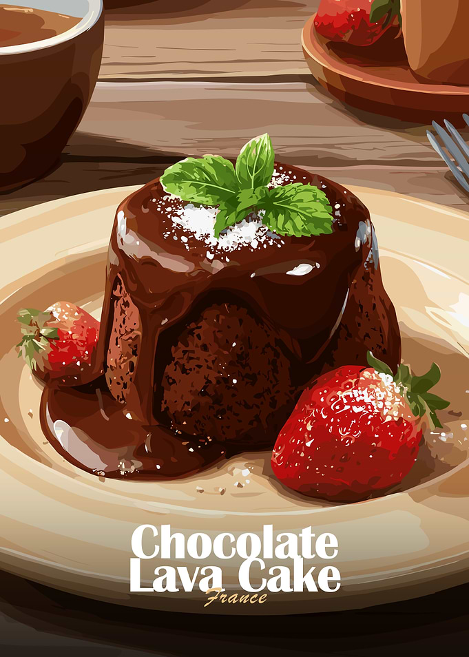 Chocolate Lava Cake with Strawberries