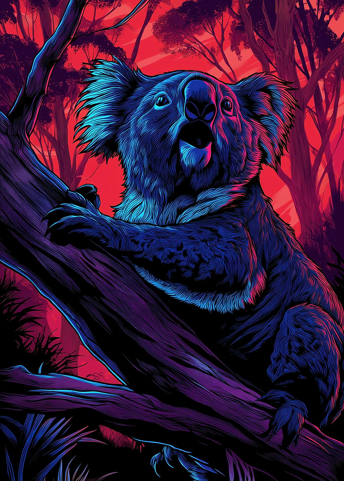 Koala in Neon Forest
