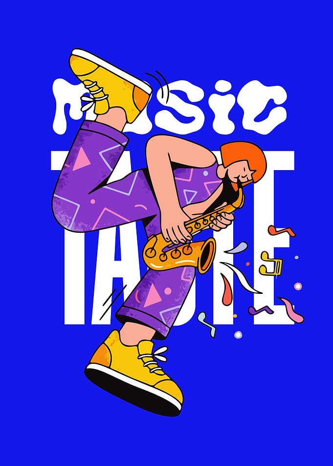 playing saxophone with music notes
