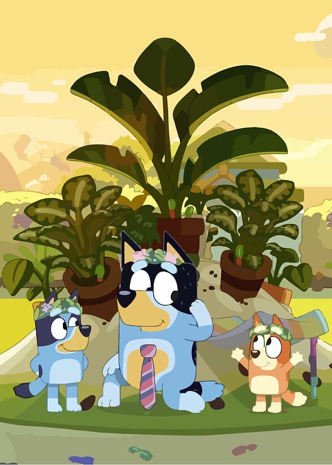 Bluey and family in garden