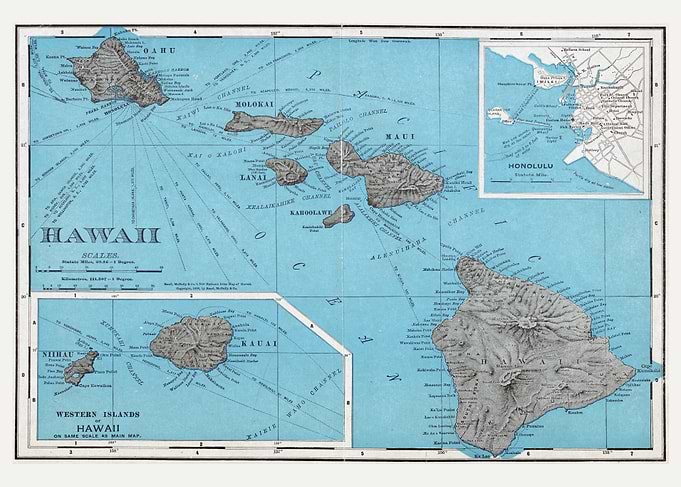 Vintage Map of Hawaii