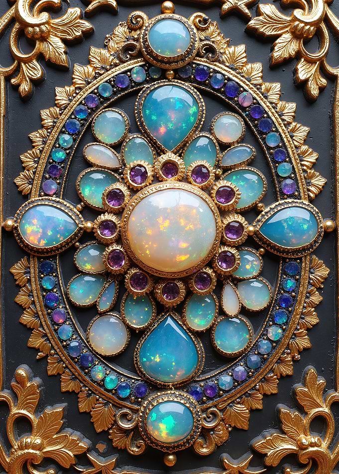 Ornate Gemstone and Gold Medallion
