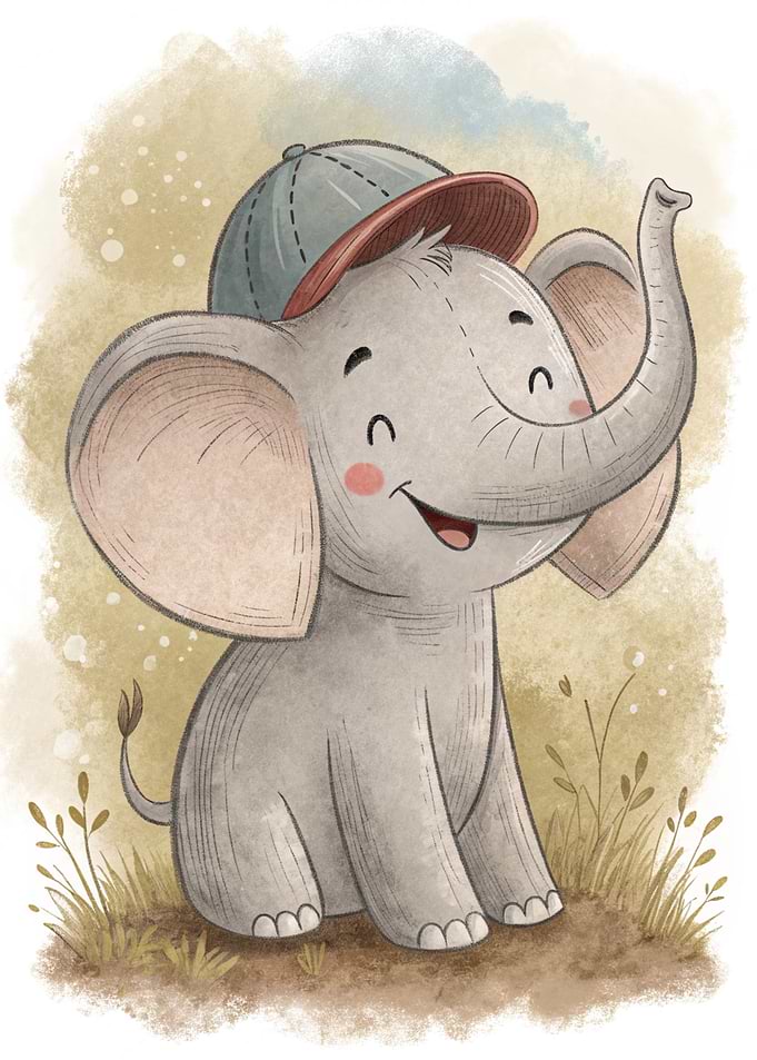 Cute Elephant Wearing a Hat