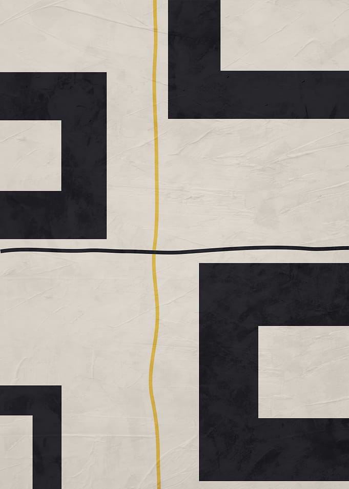 Abstract Geometric Art with Yellow Line