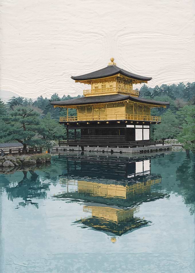 Golden Pavilion Reflection in Water