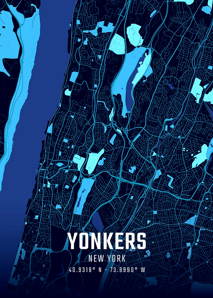 Yonkers New York Midnight City Map