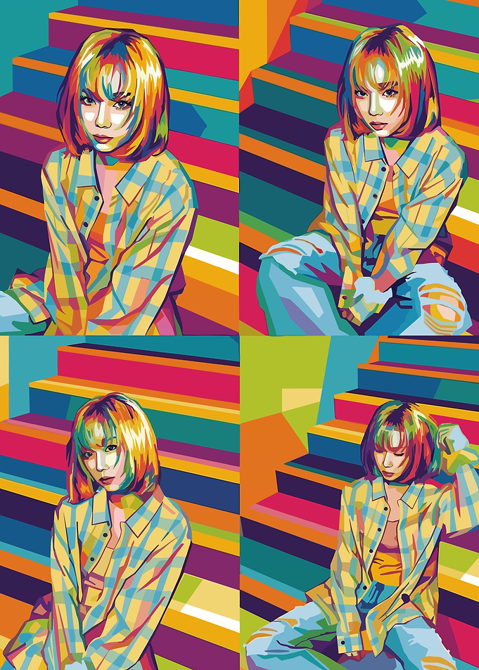Winter Colorful Pop Art Portrait