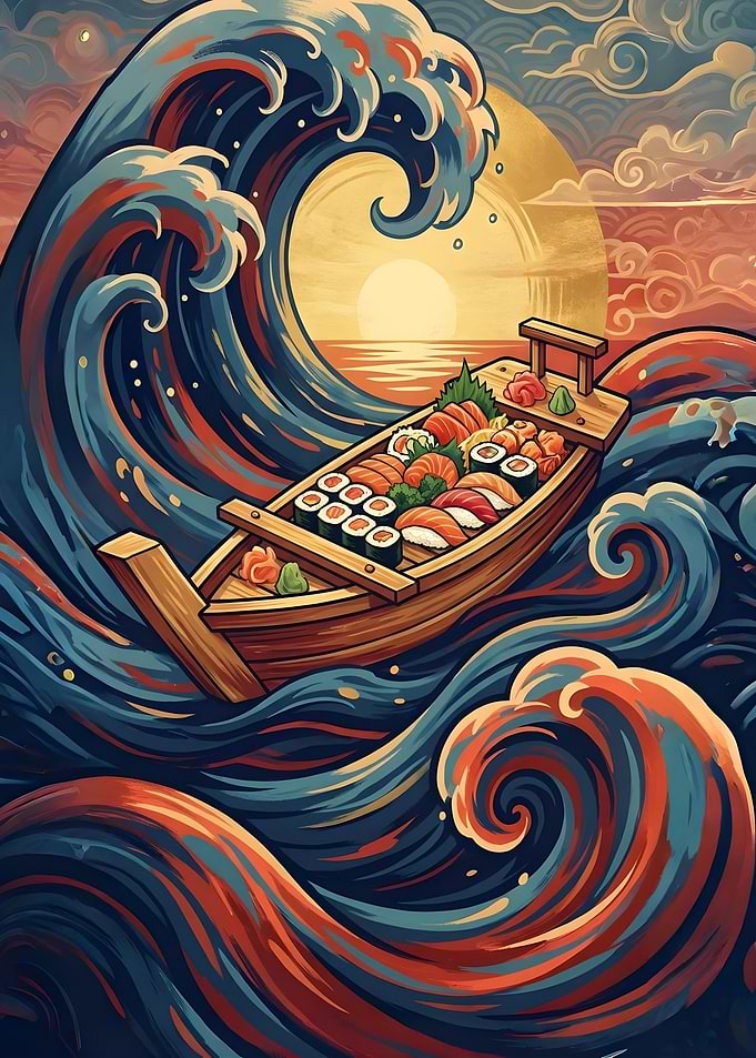 Sushi Boat on a Giant Wave