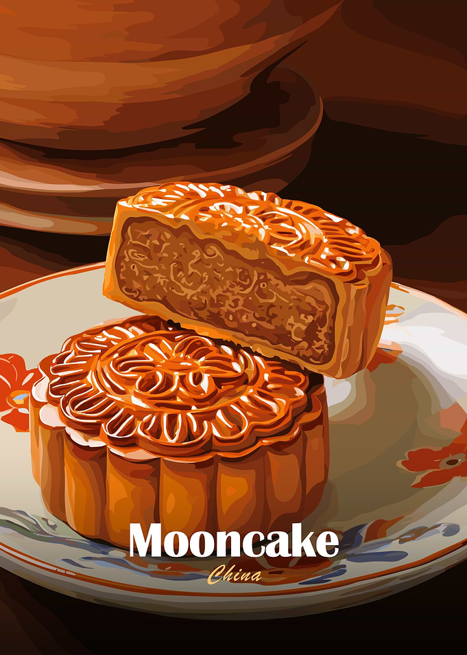 Two Mooncakes on a Plate