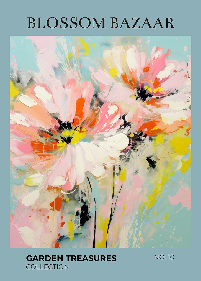 Blossom Bazaar Garden Treasures Painting | Colorful Bloom Bouquet Watercolor Wall Art