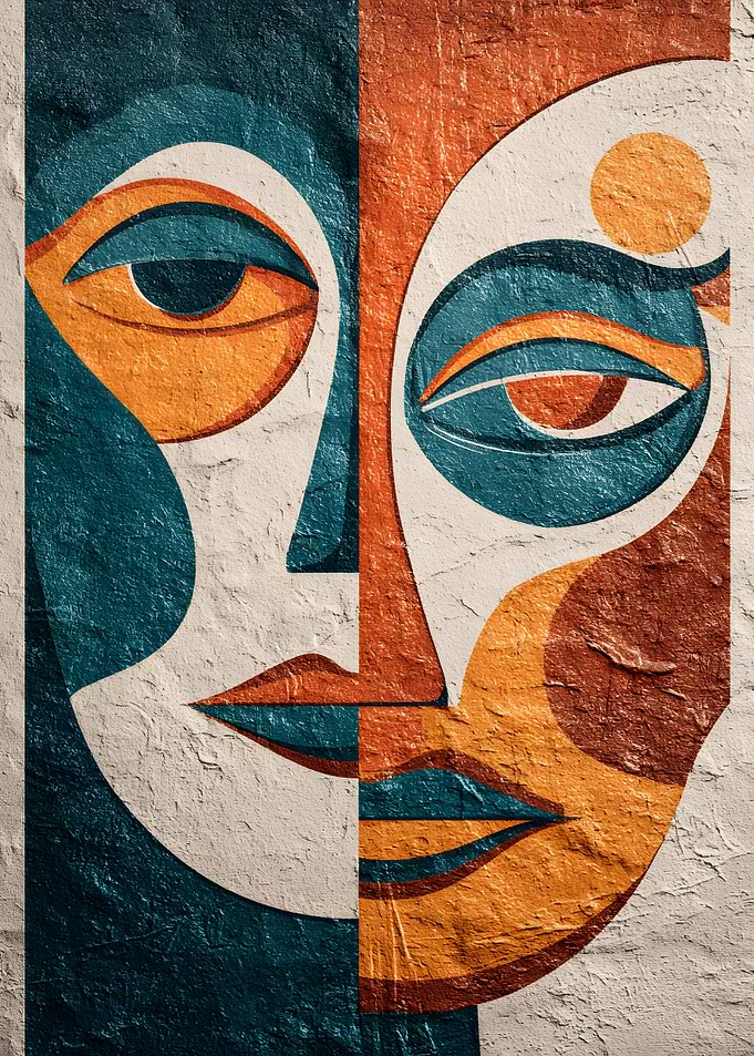 Abstract Face with Bold Colors