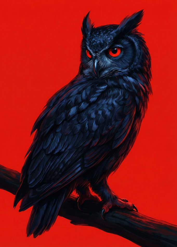Nocturnal Vigil: Red-Eyed Guardian