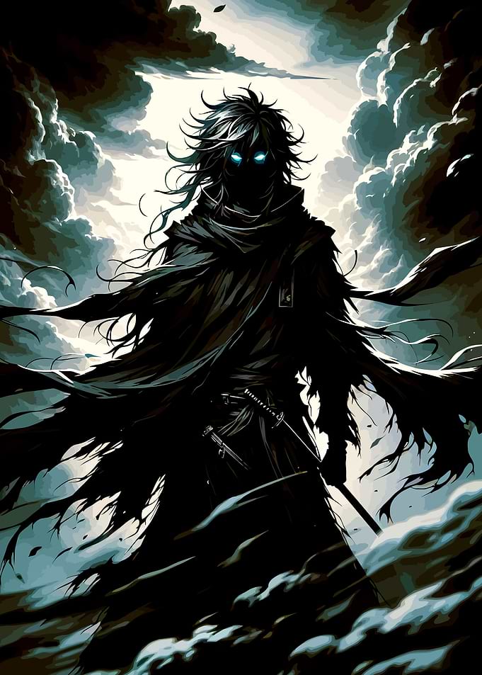 Dark Warrior with Glowing Eyes