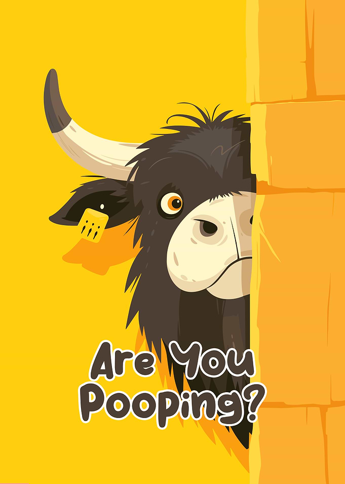 Funny Bull Peeking Behind Wall
