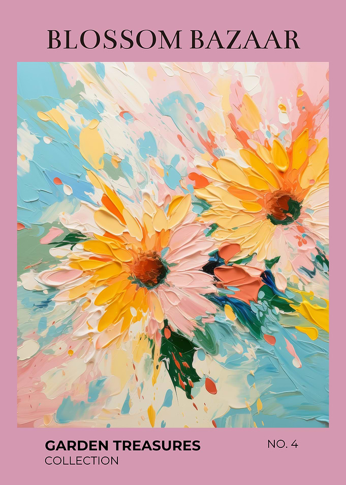 Blossom Bazaar Garden Treasures | Vibrant Yellow Floral Splash Wall Art