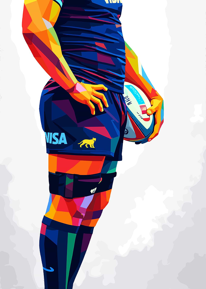Rugby Player with Ball
