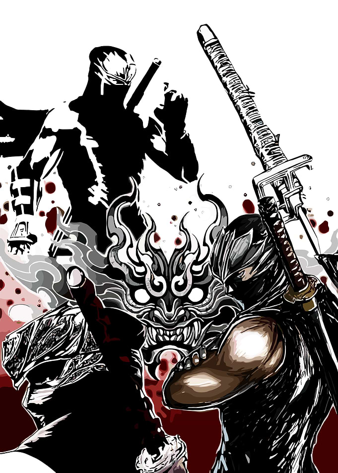 Ninja Warriors with Mask and Swords