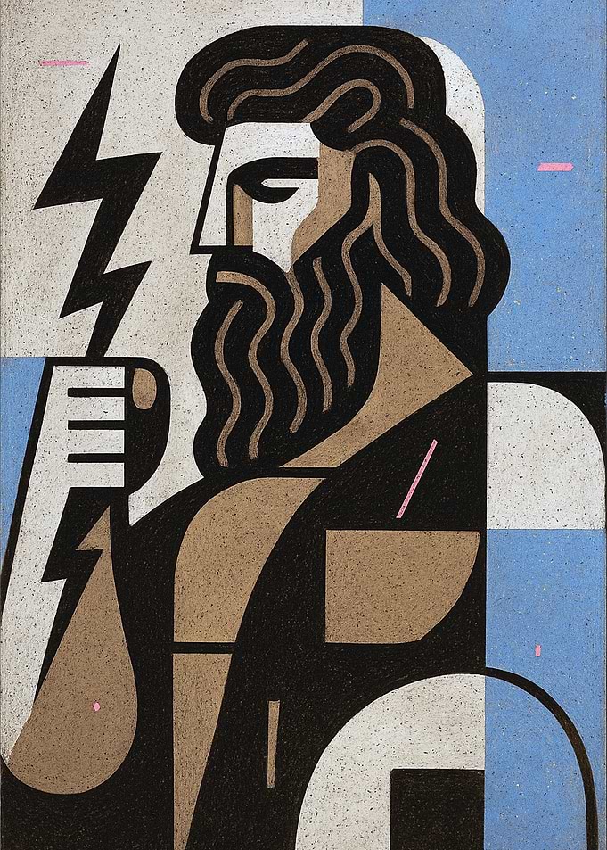 Stylized Zeus with Lightning Bolt
