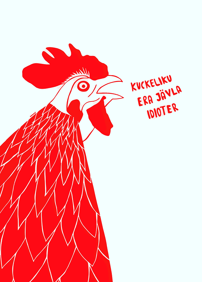 Rooster with text