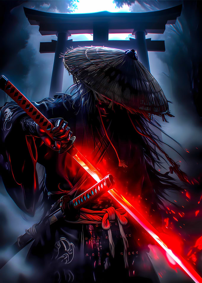 Samurai red swords