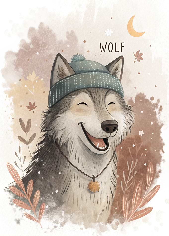 Cute Wolf Wearing a Beanie