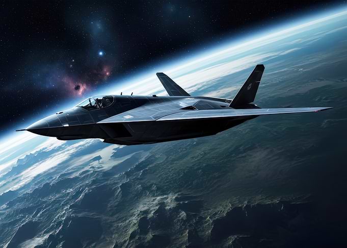 Stealth Jet Flying Over Earth