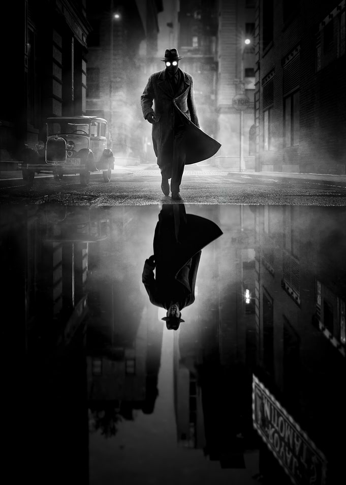 Mysterious Figure in Rainy City