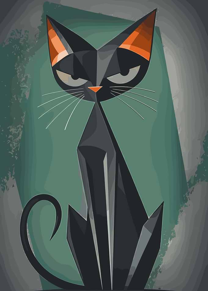 Geometric Black Cat Portrait