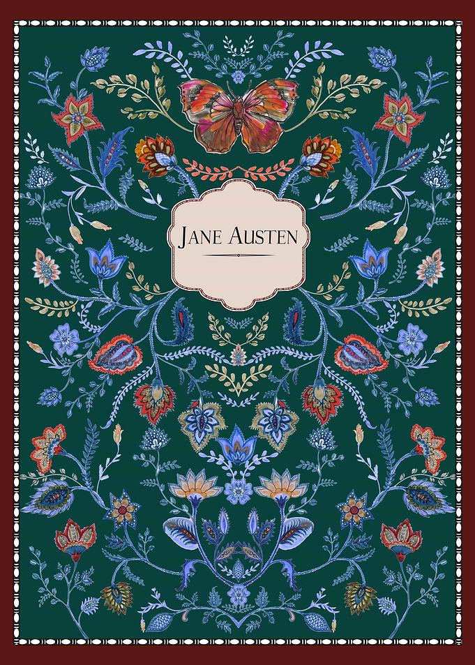 Jane Austen Floral Butterfly Artwork