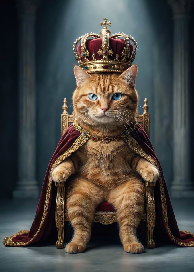 Royal Cat King on Throne