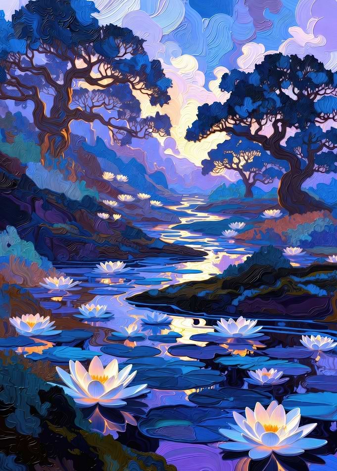 Enchanting Water Lily Pond Landscape