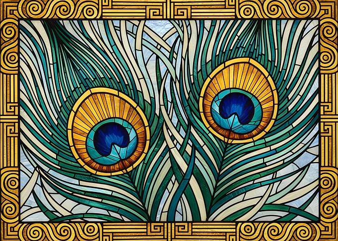 Stained Glass Peacock Feathers