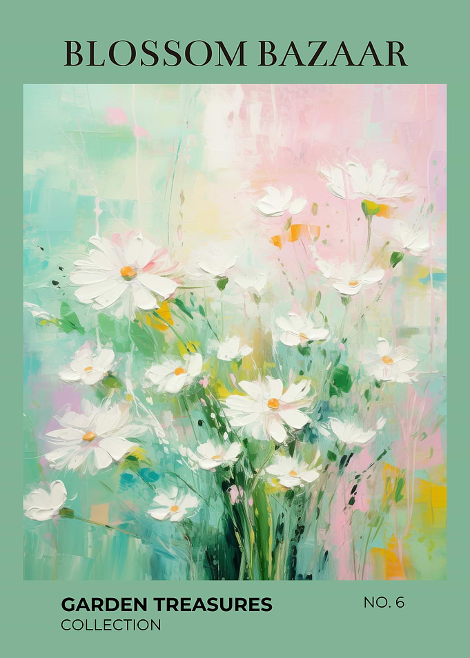 Blossom Bazaar Garden Treasures | Daisy Meadow Watercolor Botanical Art