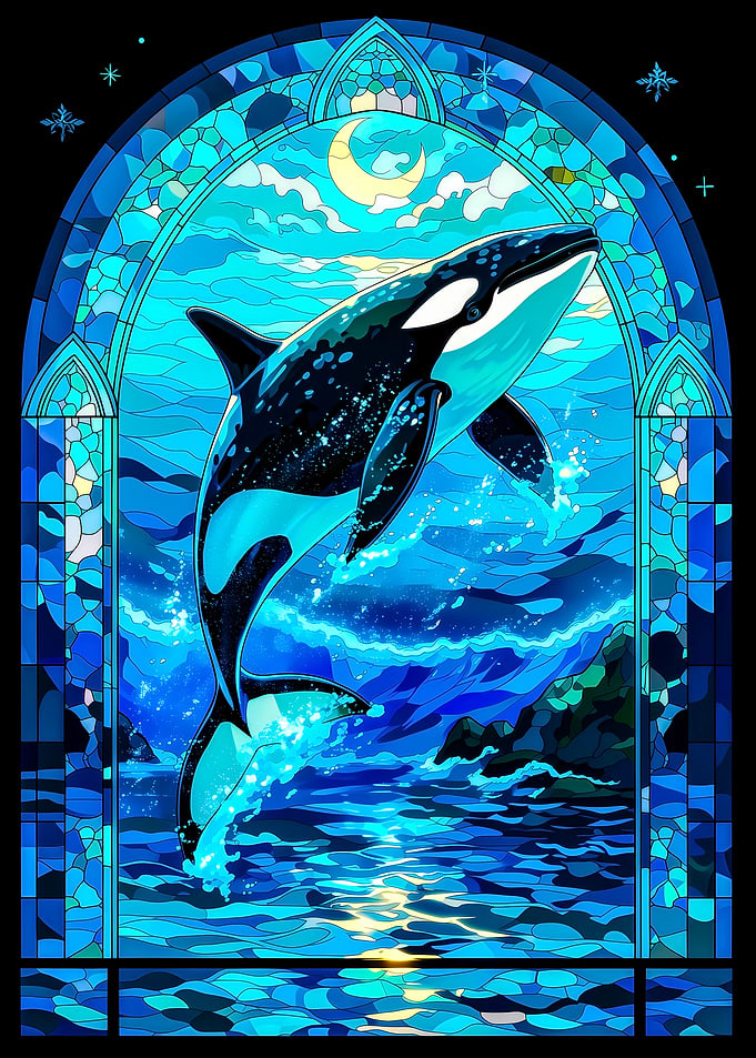 Orca in Stained Glass