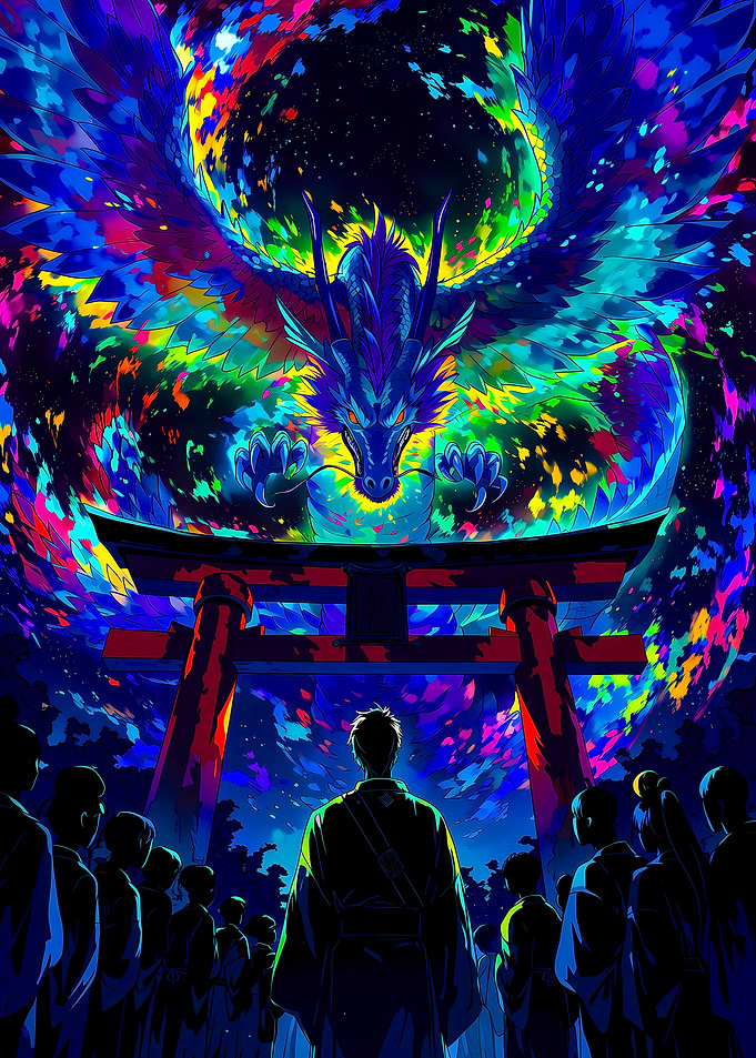 Dragon Over Torii Gate