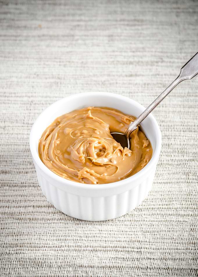 Peanut Butter in a Bowl with Spoon