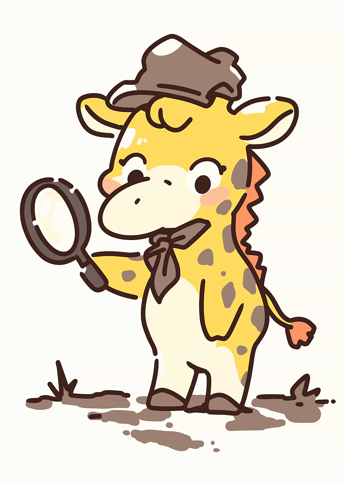 Detective Giraffe with Magnifying Glass