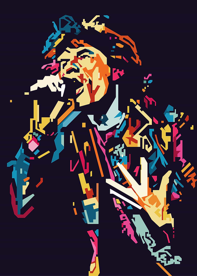 Colorful Pop Art Portrait of a Singer