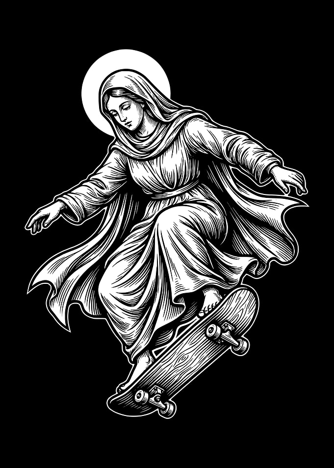 Virgin Mary Skateboarder