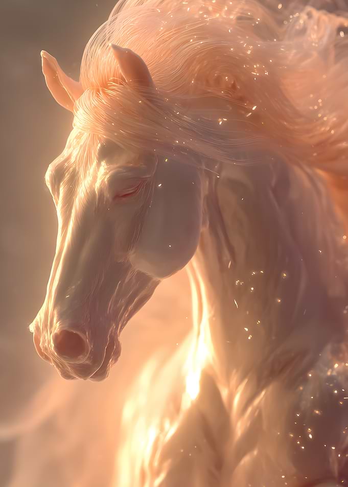 Ethereal White Horse with Flowing Mane