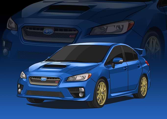 Blue Subaru WRX STI Sedan